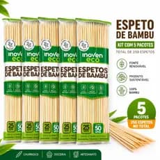Espeto de bambu  para Churrasco,marca Inoven 25cm x 4mm - Resistente ao Calor e Biodegradável.