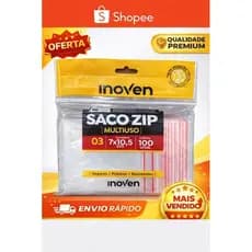 Saco zíper, pacote com 100 unidade, medidas 7×10.5