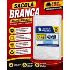sacola branca 40×50  pacote com 2.5 kg produto reforçado e de otima qualidade