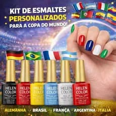 Kit Esmaltes em Gel Copa do Mundo Seleções - Helen Color unhas Personalizadas Brasil Secagem Rápida UV/Led 10ml