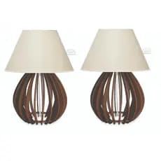 Par Abajures Luminaria Bolinha Marrom Criado Mudo Quarto