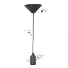 1 Fio Pendente Cabo Pp 1mt Lustre Soquete E27 110/220v