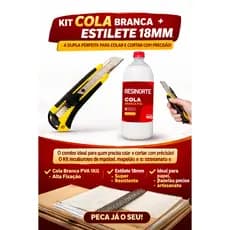 Kit Profissional: Cola Branca 1kg + Estilete 18mm com Lâmina Reforçada