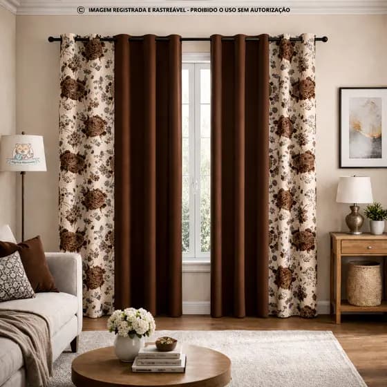 Cortina Decorativa Florata 2 Metros Para Sala ou Quarto Estampada Varias Cores Envio Full