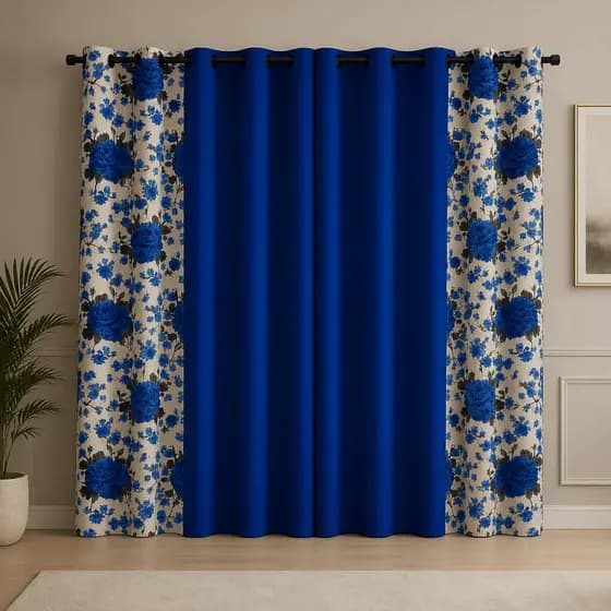 Cortina Floratta Estampada 2,00 x 1,70 para Sala Quarto Cozinha - Pronta Entrega