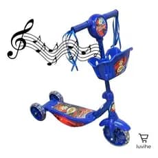 Patinete Infantil 3 Rodas Led Brinquedo Musical Azul Turma Do Patinete