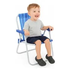 Cadeira De Praia Infantil Alumínio Azul Mor Piscina Campo Azul