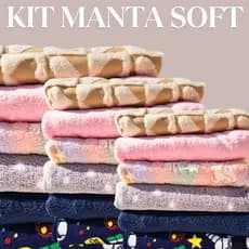 Kit 3 Unidades Mantas Ultra Soft Microfibra para Bebê Inverno Infantil Estampadas e Lisa