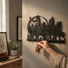 Porta Chaves de parede Harry Potter Hogwarts | Gancho de parede adesivo | Castelo Potterhead Decoração Geek Nerd