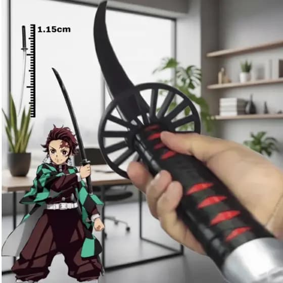 Katana Tanjiro Demon Slayer 115cm Retrátil | Espada Cosplay | Decoração | Lâmina Plástica Sem Corte