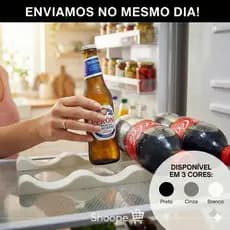 Organizador de Geladeira | Suporte Garrafas Horizontal Anti-rolamento