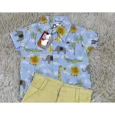 Camisa social infantil safari/ Camisa tema safari festa infantil/ Camisa aniversário tema safari