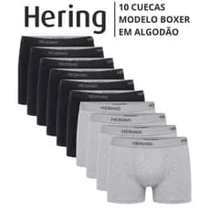 Kit 10 Cuecas Boxer Hering Em Algodão Box Adulto Original