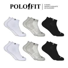Kit 6 Pares Meias Soquete Cano Curto Baixo Algodão Original Polo Fit