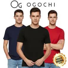 Camiseta Básica Masculina Ogochi Algodão Cotton Diversas Cores Original Slim