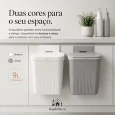 Lixeira Tampa Click 15L Chão ou 9L Suspensa para Cozinha, Banheiro, Escritório ou Lavabo ✅
