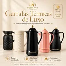 Garrafa Térmica Elegante 1L com Vedação Segura e Interior de Vidro Café Chá | BagdáDecor
