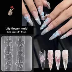[PEBR] 1/3 Unidades Molde De Escultura De Unhas Com Flores De Lírio Em Relevo 3D Silicone Havaí Hibisco Pétalas Modelos