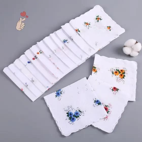 [PEBR] 12 Pacotes De Lenços Femininos Estampados De Algodão Puro , Lembranças De Casamento , Calças Com Bolso Aba Sca [f
