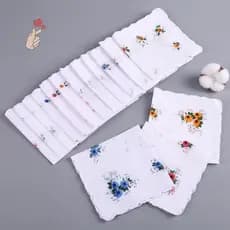 [PEBR] 12 Pacotes De Lenços Femininos Estampados De Algodão Puro , Lembranças De Casamento , Calças Com Bolso Aba Sca [f