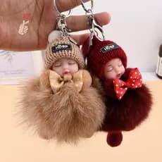 [PEBR] Chaveiro De Bebê Dormindo Fofo Boneca De Pelúcia Chaveiros Mulheres Meninas Bolsas Pingente Carros Mochila Decora