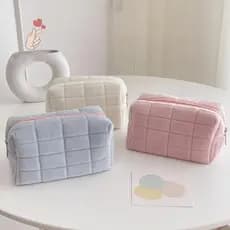 [PEBR] Bolsa De Maquiagem De Camurça Armazenamento De Alta Qualidade De Grande Capacidade Portátil E Elegante [fa]