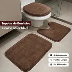 Kit De Tapete Banheiro 3 Peças Pelúcia Macio Antiderrapante Premium