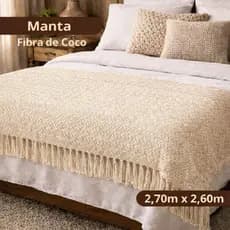 Manta Fibra de Coco com Algodão Luxo Gigante 2,70x2,60 para Sofá e Cama Casal | Tipo Capa Decorativa