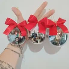 Bola de Natal Personalizada com foto 50 unidades - Decoração de Natal Fazemos com logotipo da sua empresa