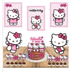 kit festa completa Hello kitty rosa - decoração - festa infantil - festa em casa - só um bolinho - envio rápido