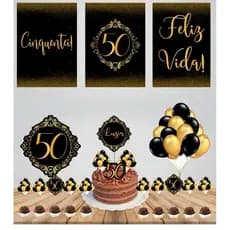 kit festa 50 anos - luxo festa - festa em casa - FAZEMOS OUTRAS IDADES NESTE MESMO TEMA