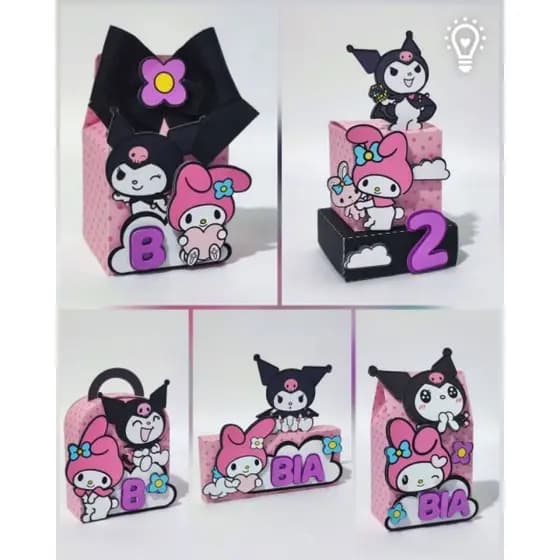 kit 10 caixas personalizadas Kuromi e My Melody