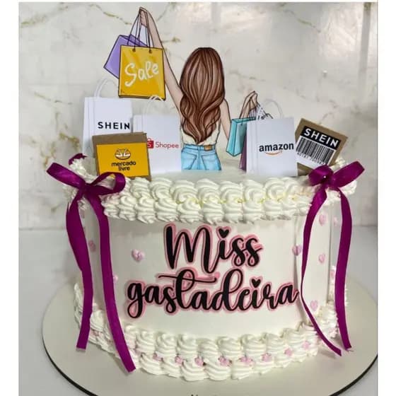 Topo de bolo Miss Gastadeira - envio rápido