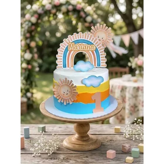 Topo De Bolo Minha primeira volta ao sol Topper Decoração 1 aninho 1 ano