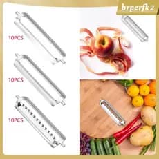 [Brperfk2] 10x Lâminas De Descascador Removíveis De Aço Inoxidável Ferramenta De Descascamento De Cozinha 2.2 Polegadas
