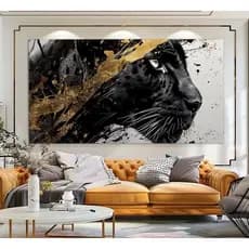 Quadro Decorativo Pantera Negra Gold – Estilo Moderno e Sofisticado para Sala e Escritório