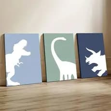 QUADRO DECORATIVO KIT 3 PEÇAS DINOSSAUROS ALTA RESOLUÇÃO FULL HD DECORAÇÃO DE PAREDE