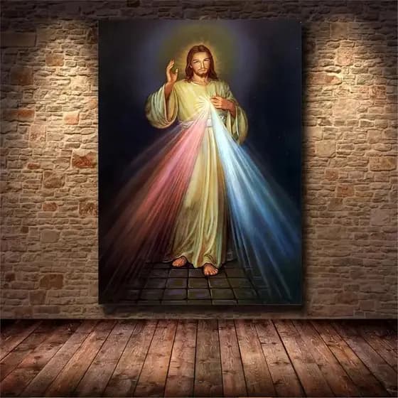 Quadro Decorativo 90x70 Jesus Misericordioso Alta Resolução Full Hd Decoração De Parede Para Quarto Sala