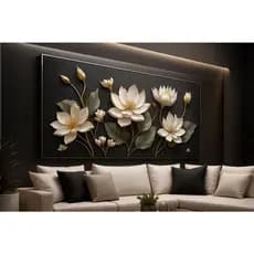 QUADRO DECORATIVO 90X70 FLORES BRANCA LUXO ALTA RESOLUÇÃO FULL HD
