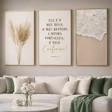 Quadros Decorativos 3 Peças MOTIVACIONAL TRIGO BOHO MODERNO Quarto Sala Escritórios Hall Sem Moldura