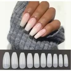 500 Tips Unhas Bailarina Leitosa Natural  Alongamento Porcelana Acrigel Amendoada