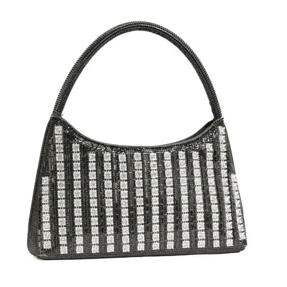 Bolsa De Festa Prateada Clutch De Mão Bolsa Pequena Dourada Strass Brilho Balada Alça Corrente
