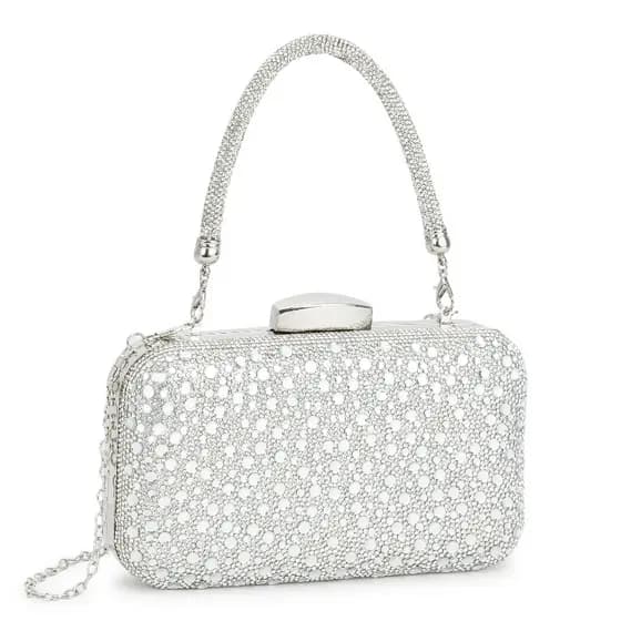 Bolsa De Festa Clutch Prateada Dourada Strass Brilho Para Casamento Madrinhas Luxo