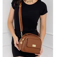 Bolsa Feminina Média Baú Transversal De Lado Com Alça De Mão Tiracolo Social Elegante Tiracolo