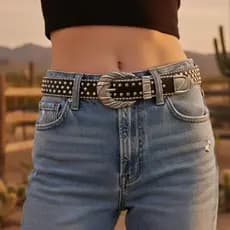 Cinto Feminino Country Tachas Prateadas Rock Festival Boiadeira Strass Brilhos  Cowboy