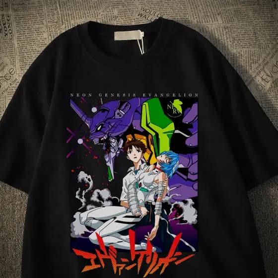 Camiseta Geek Basica Em 100% Algodão Com Estampa De Anime Neon Genesis Evangelion Com Diversa Cores De Camisetas