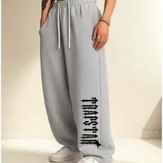 Calça Estilosa Streetwear Moletom Modelo Wide Leg Estilo de Rua Estampada Flanelada Trapstar