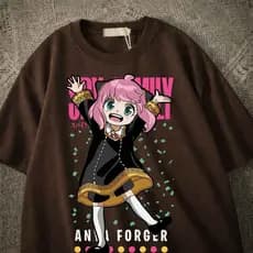 Camiseta Geek Basica Com Estampa De Anime Anya E Com Diversas Cores De Camisetas
