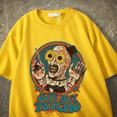 Camiseta Basica Em Algodão Com Estampa De Filme De Terror A.R.T   E com Diversas Cores De Camisetas