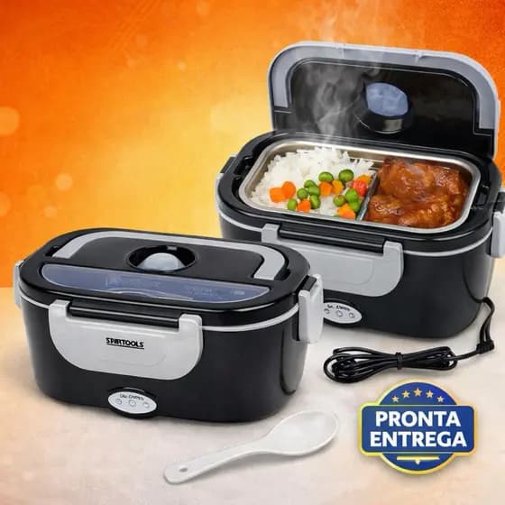 Marmita Elétrica 1,5L Bivolt Portátil Aquece Sem Micro-ondas